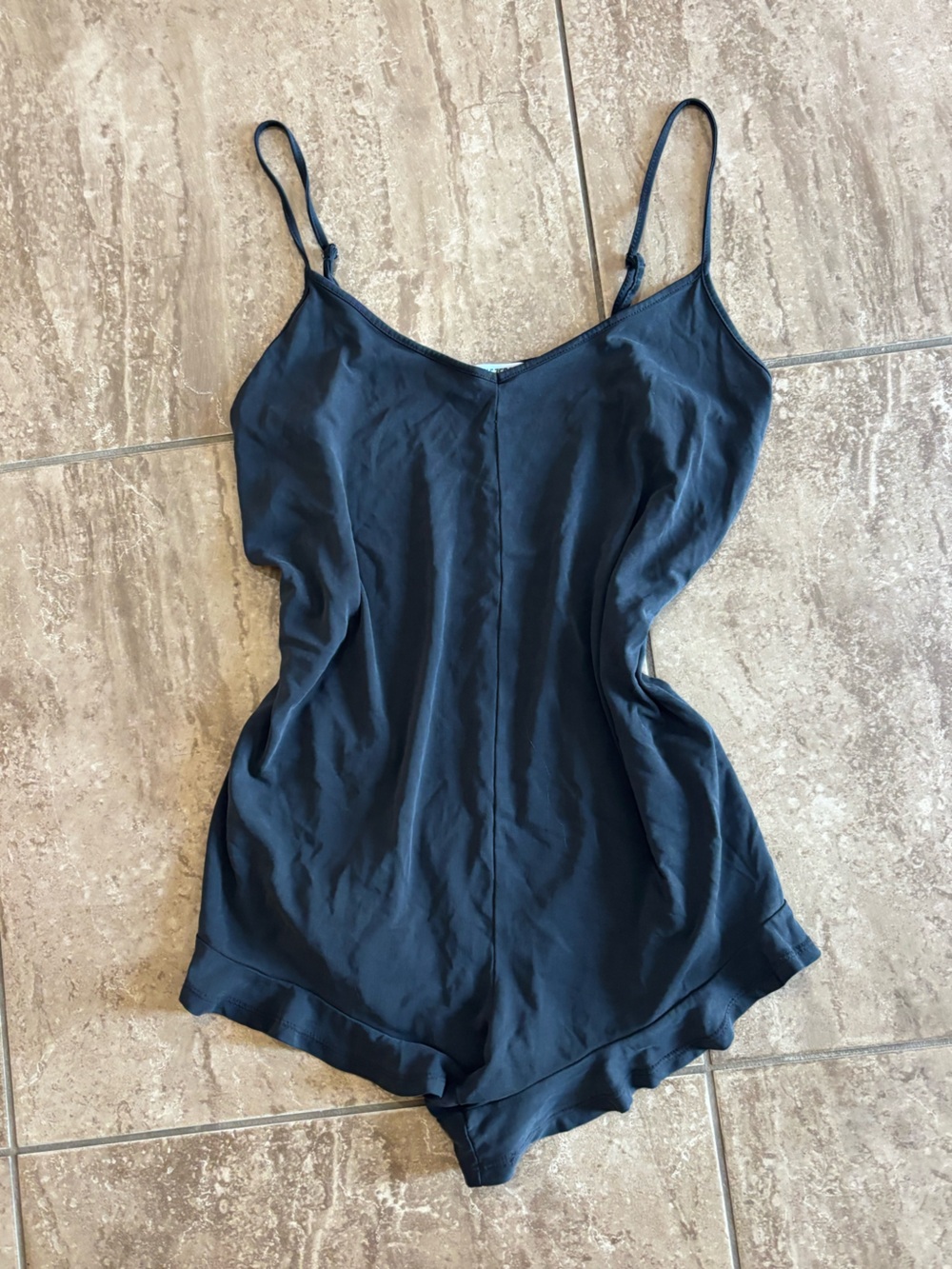 Double Zero black romper playsuit with ruffle bottom